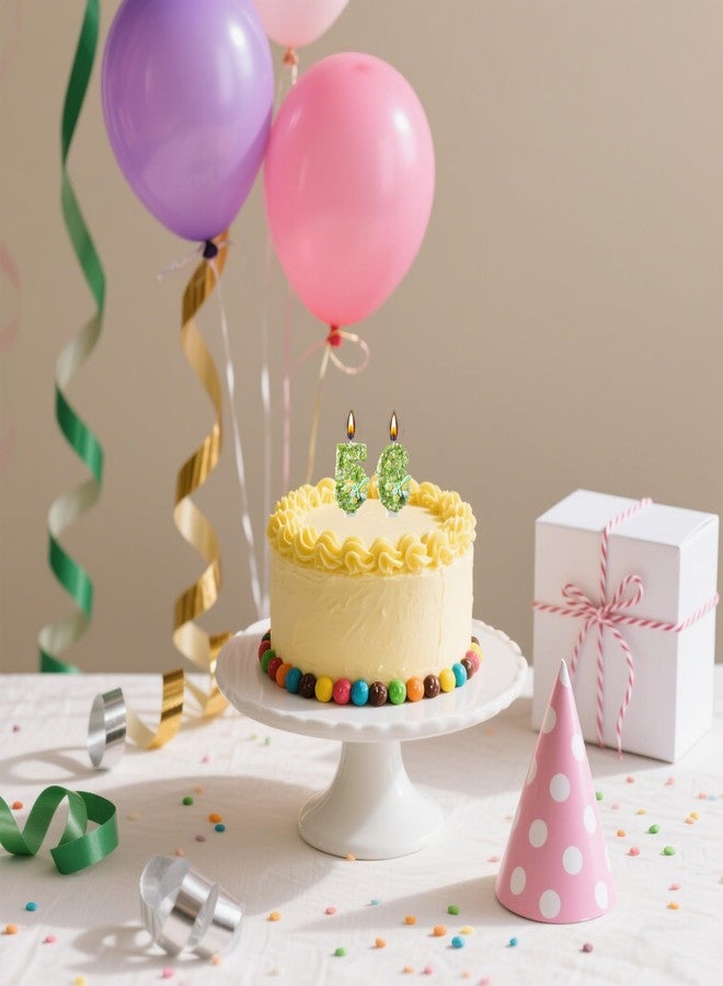 AOOLADA 56 & 65 Birthday Candle, 56th & 65th Cake Candles, Number 56 & 65 Birthday Candles for Cake Topper Decoration, Green - Image 3